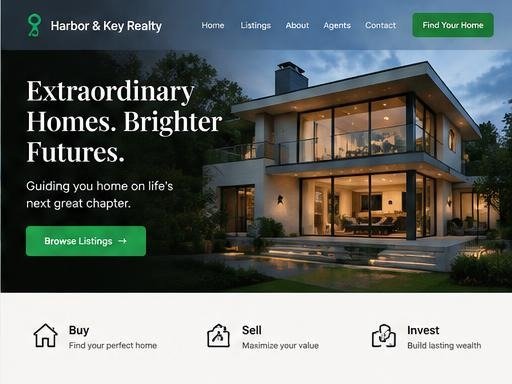 Harbor & Key Realty website design concept for a real estate business